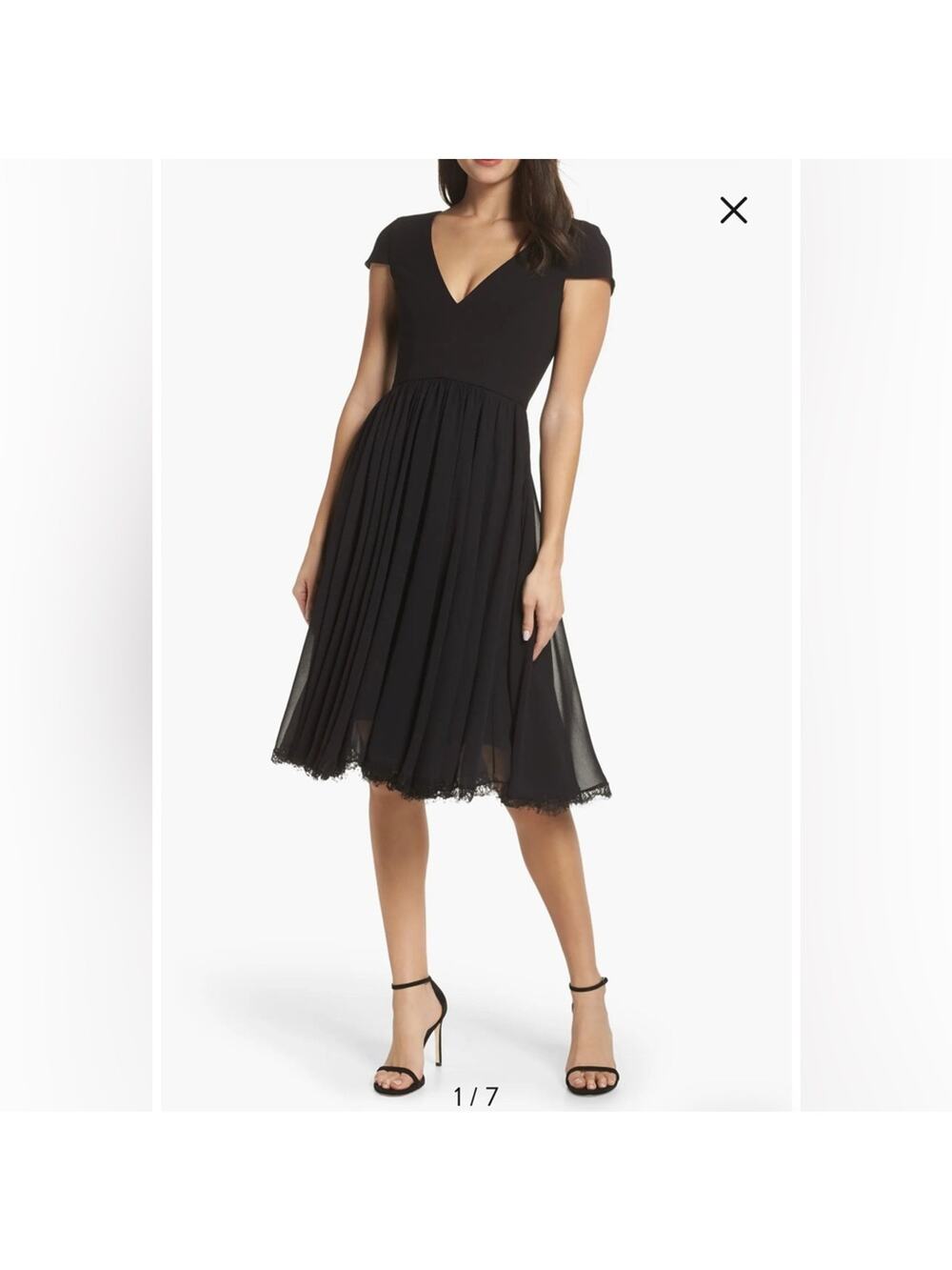 Dress the Population Corey Chiffon Fit & Flare Cocktail Dress NWT